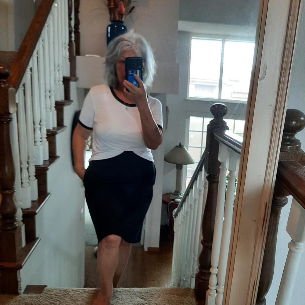 Betabrand Black Skort Women's Skirt. Slip On, No Zippers.